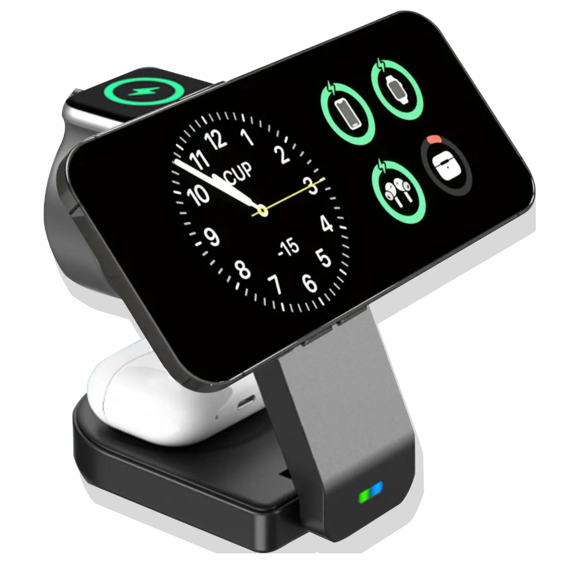 3-In-1 Docking Station with USB Type-C Cable for Iphone & Apple Watch, Black