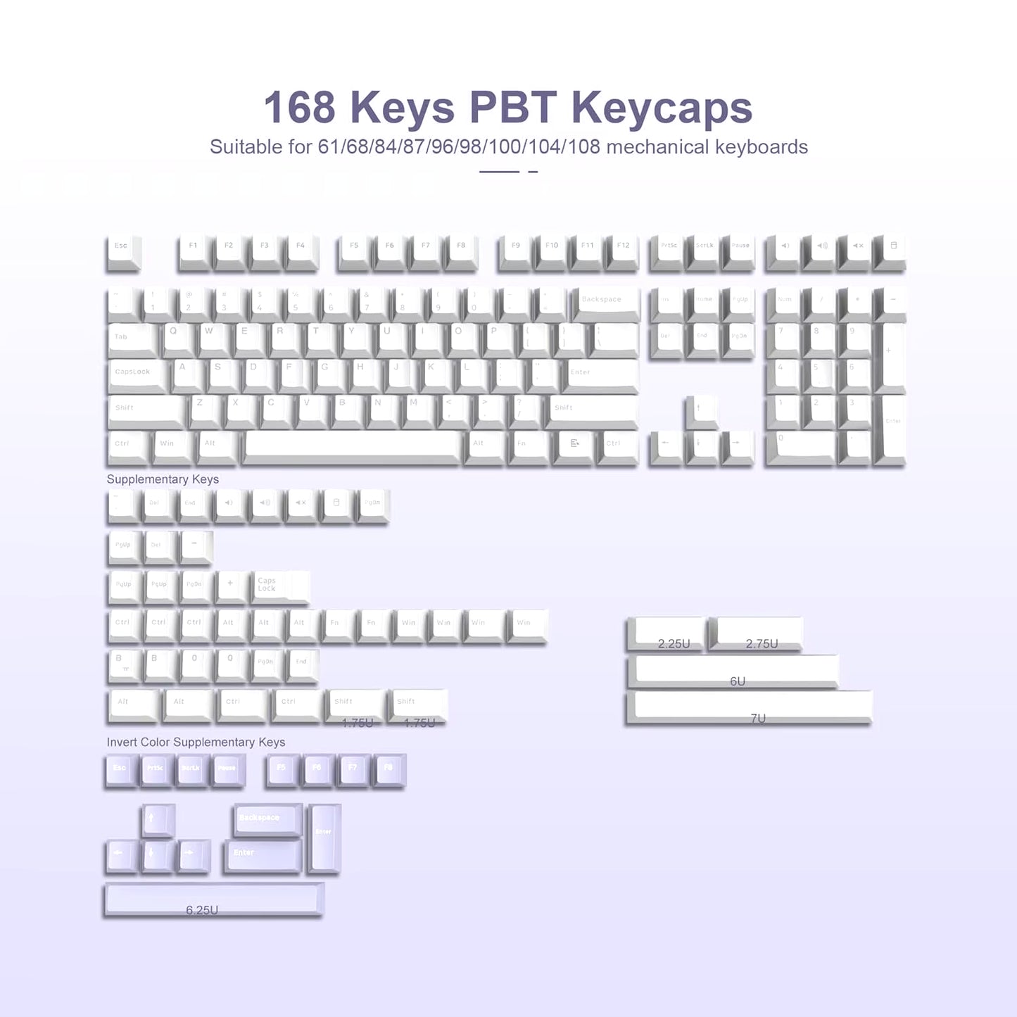 168 Keys Double Shot PBT Keycap Custom WOB Keycap Cherry Profile Keyboard Keycaps for Cherry Gateron MX Switches Gaming Keyboard