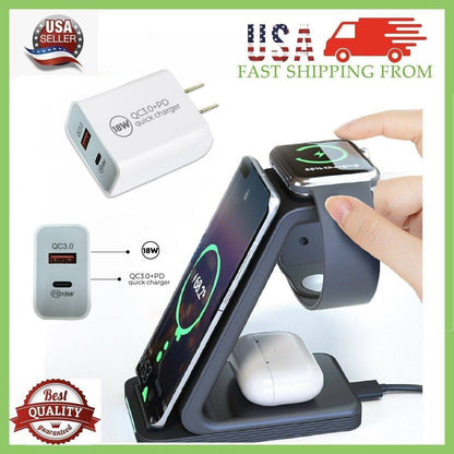 3 in 1 Wireless Charger Charging Dock Stand for Iphone X 11 12 13 14 15 Pro Max