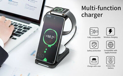 3 in 1 Wireless Charger Charging Dock Stand for Iphone X 11 12 13 14 15 Pro Max