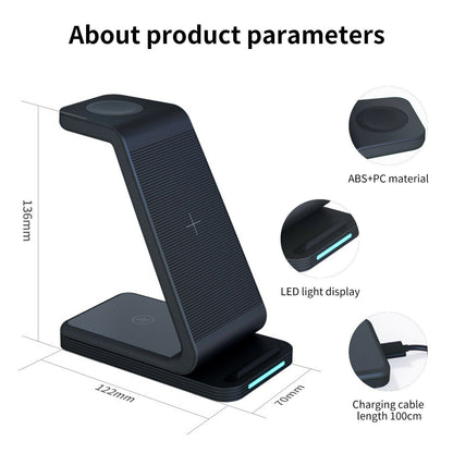 3 in 1 Wireless Charger Charging Dock Stand for Iphone X 11 12 13 14 15 Pro Max