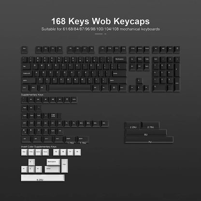 168 Keys Double Shot PBT Keycap Custom WOB Keycap Cherry Profile Keyboard Keycaps for Cherry Gateron MX Switches Gaming Keyboard