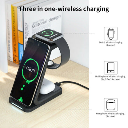 3 in 1 Wireless Charger Charging Dock Stand for Iphone X 11 12 13 14 15 Pro Max