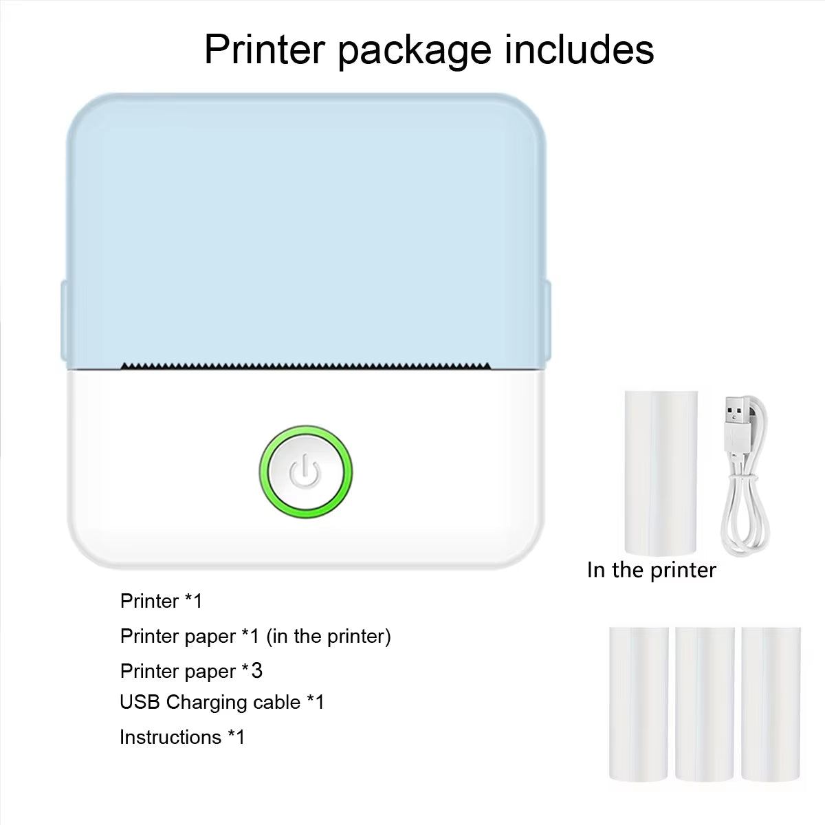 Mini Printer, Inkless Sticker Maker, Free Cut Small Pocket Printer, Portable Thermal Printer for Photo Journal Notes Memo