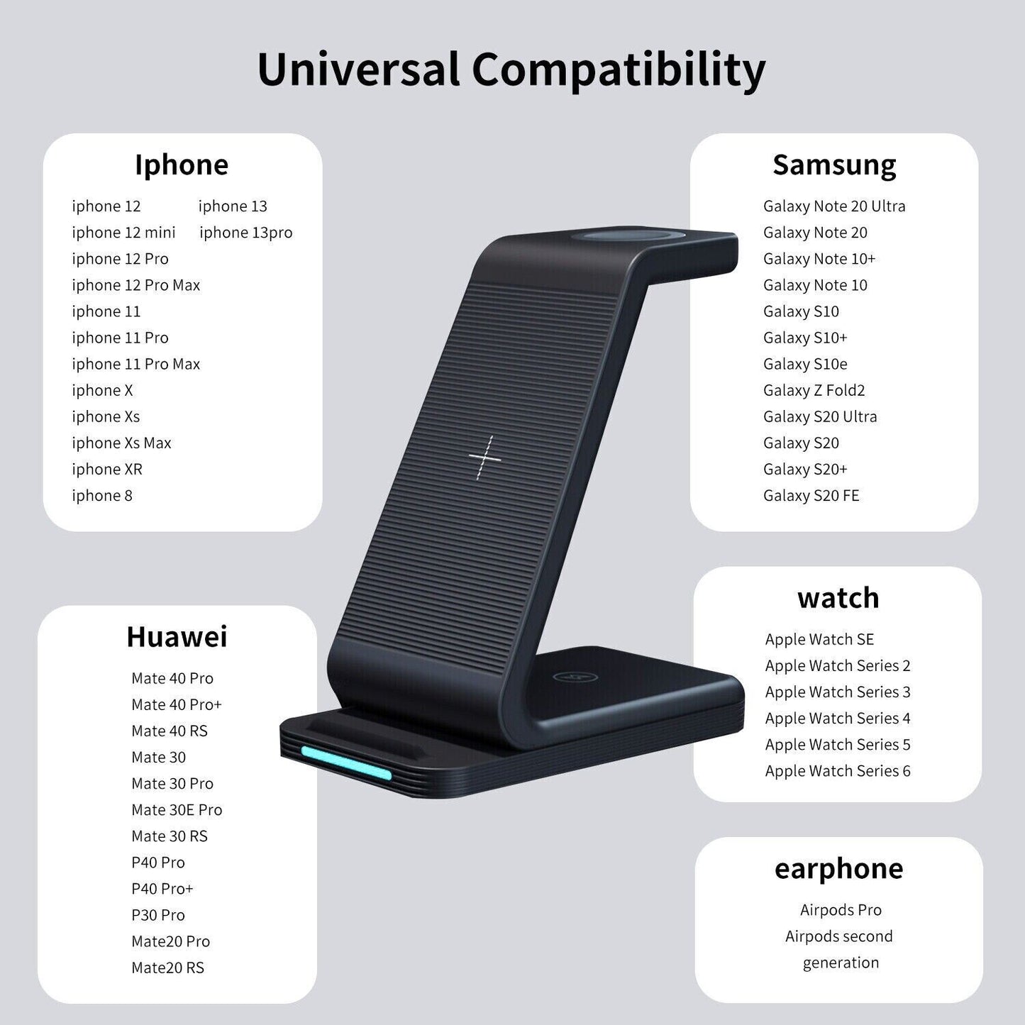 3 in 1 Wireless Charger Charging Dock Stand for Iphone X 11 12 13 14 15 Pro Max